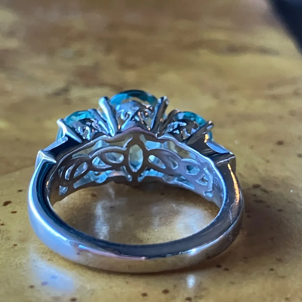 Teal Color Changing Fluorite Sterling Silver Ring Size 5 - Image 6