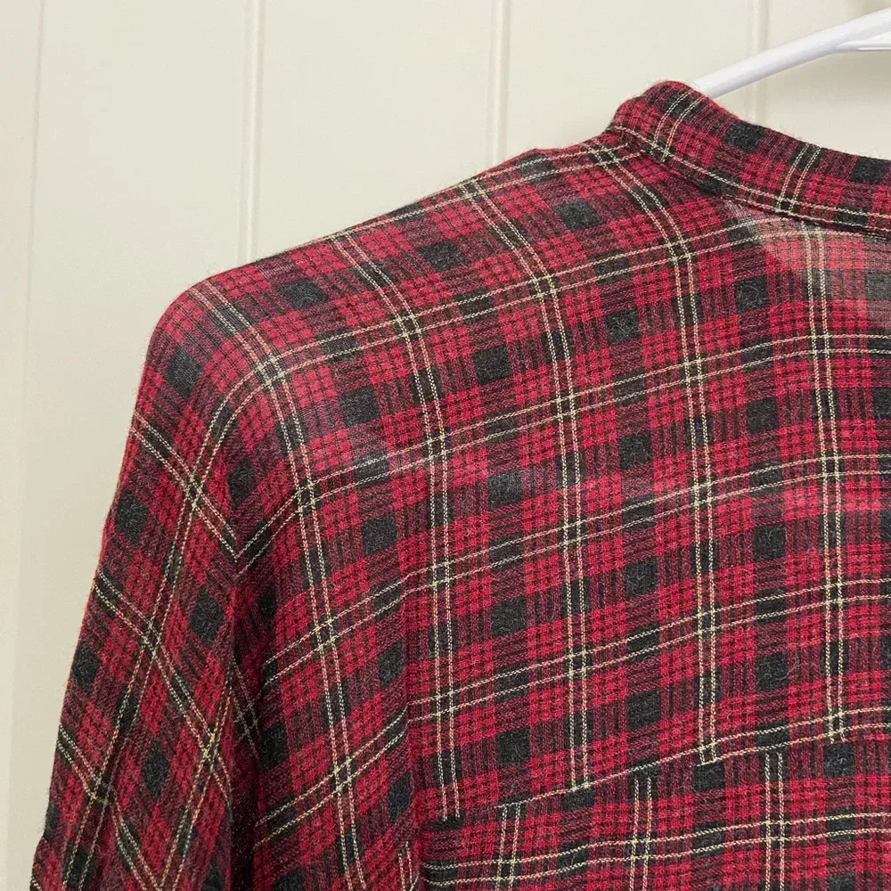 EUC | ZARA women’s red plaid‎ long sleeve blouse — medium - Image 6