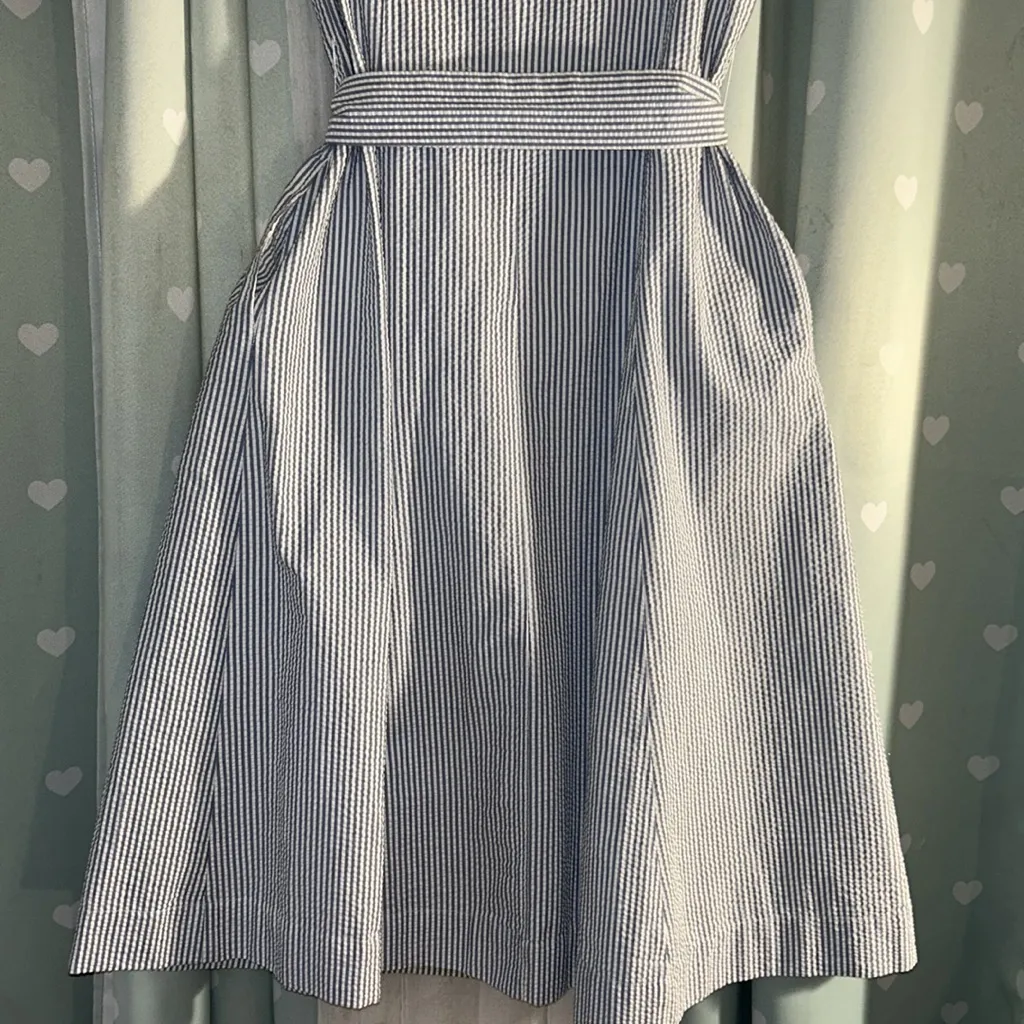 Anne Klein Size 10 Sleeveless Gingham Seersucker Belted Midi Dress - Image 10