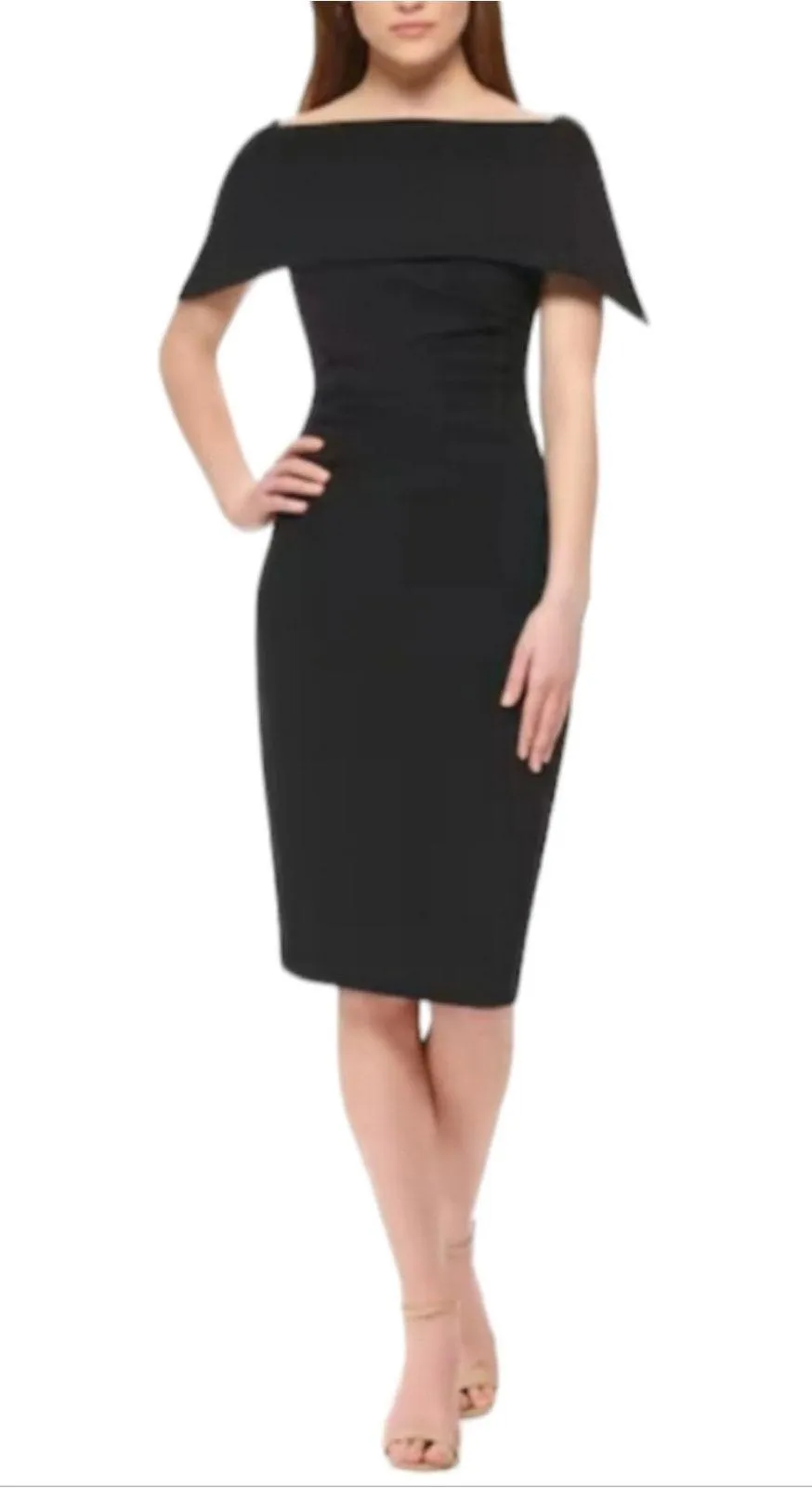 Vince Camuto Popover Cocktail Party Dress Womens Sz 2 Black Off Shoulder Formal - Image 12