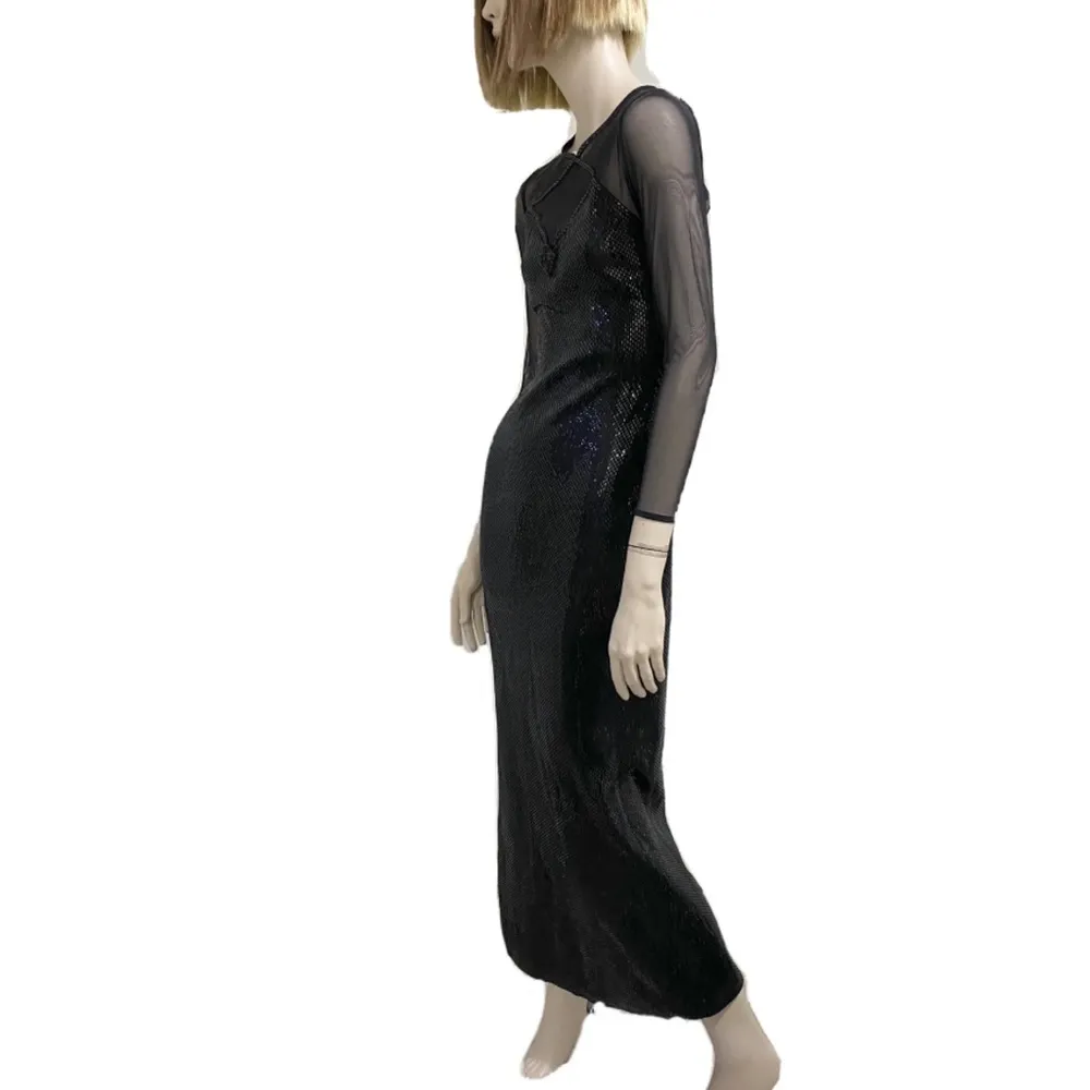Vintage ST.  JOHN Couture Black Knit Formal Long Evening Dress Size 2 - Image 3