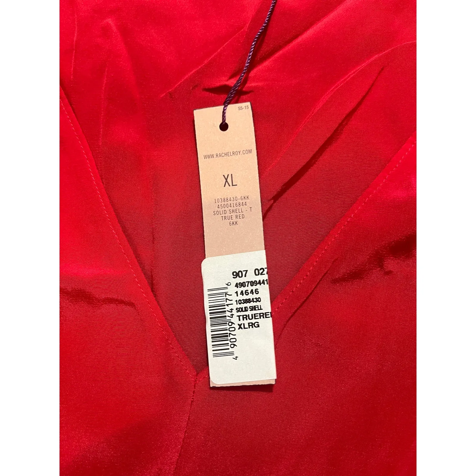 NWT Rachel Roy Solid Shell True Red Blouse 100% Silk Womens Size XL‎ - Image 4