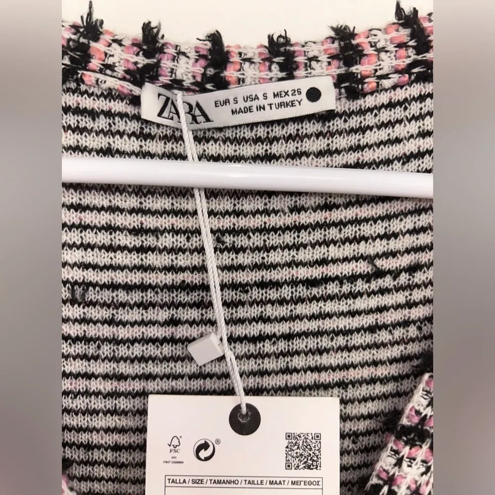 ZARA TEXTURED WEAVE Long Sleeve V-Neck Button Up Dress/Cardigan NWT Size Small - Image 5