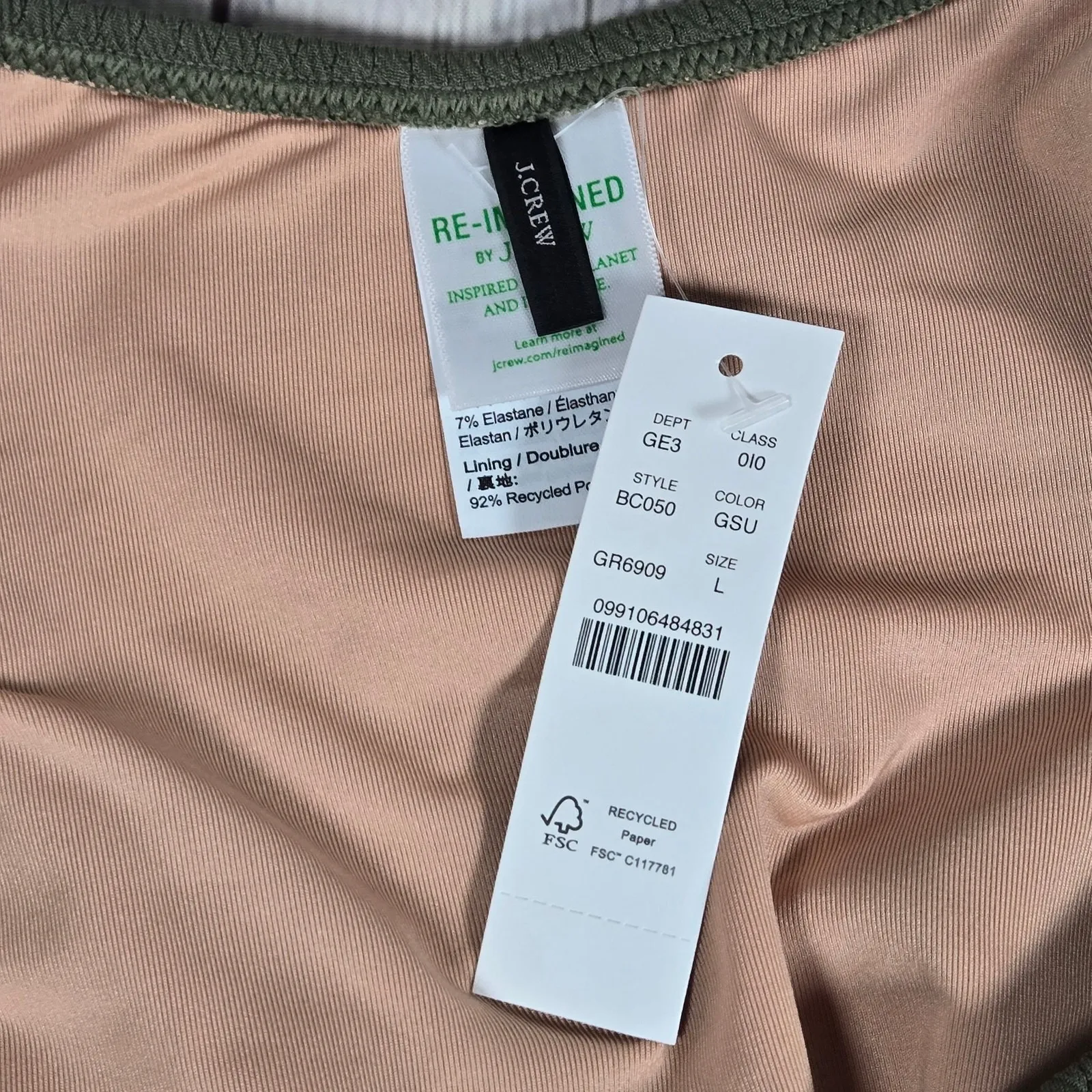 J. Crew Textured curved-waist cheeky bikini bottom in General Surplus L‎ NWT - Image 3