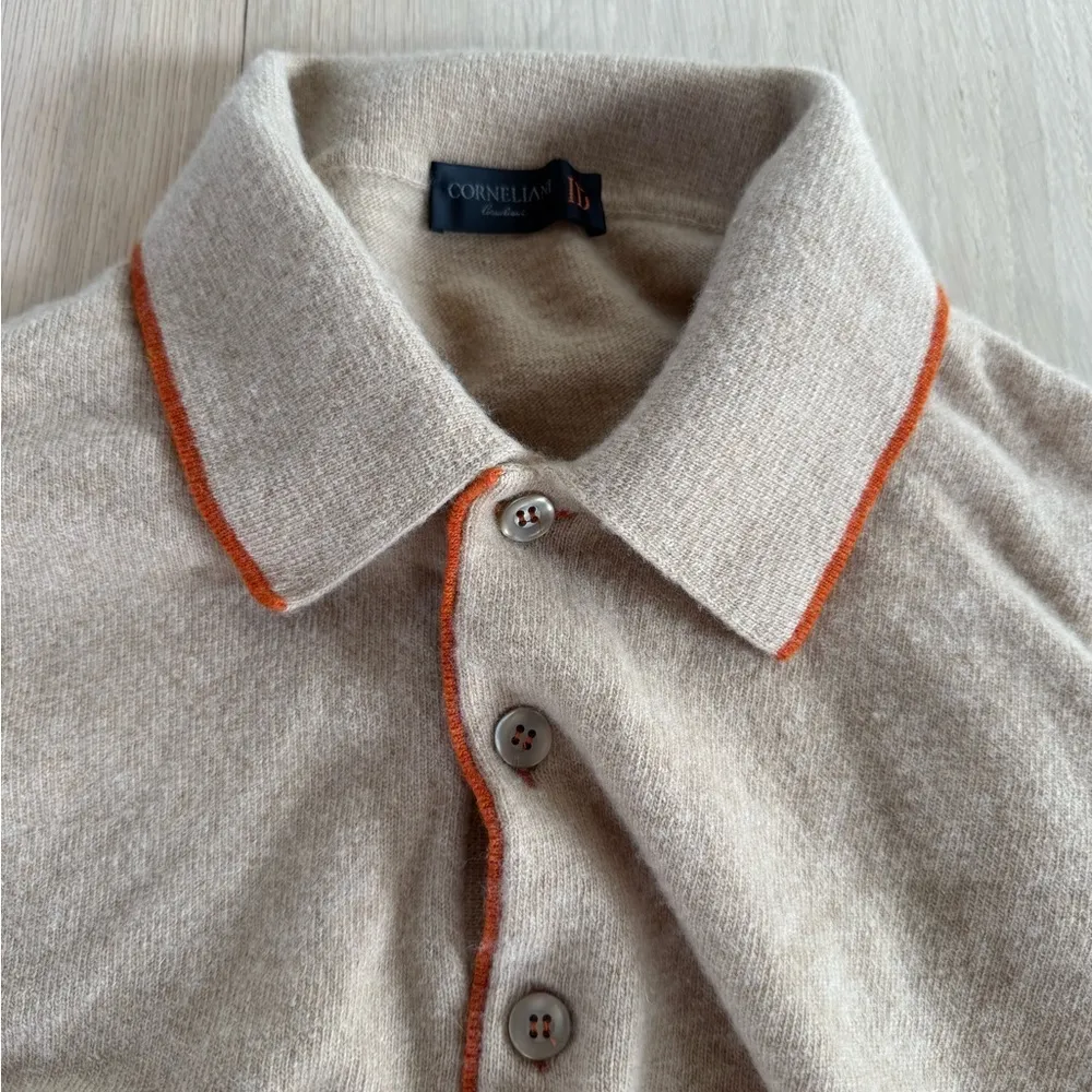 Corneliani Tan Polo Sweater Wool Size Medium - Image 2