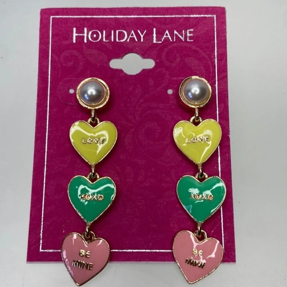Holiday Lane Women’s Gold-Tone Imitation Pearl & Valentine Heart Drop Earrings - Image 7