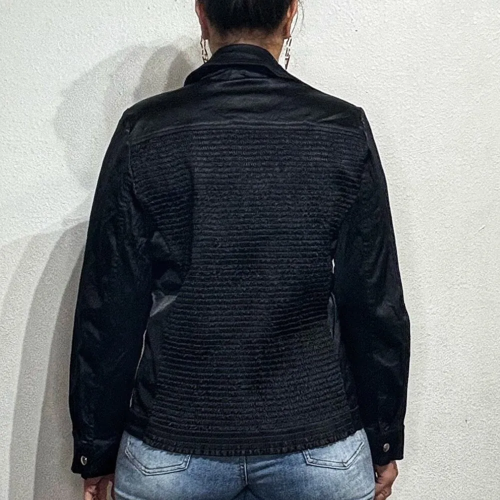 Susan Graver Style Black Satin Ruched Back Jacket Sz M - Image 11