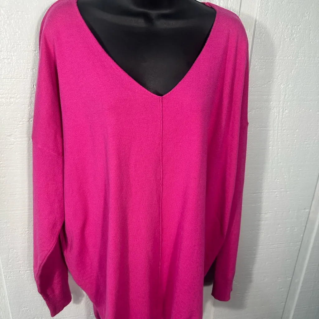 Sweet Lovely by Jen Pink V Neck Long Sleeve Sweater Size 2XL EUC - Image 4