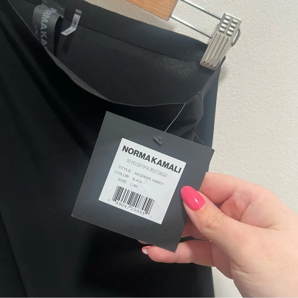 NEW NWT Norma Kamali One Shoulder Fishtail Midcalf Midi Dress In Black - Image 11