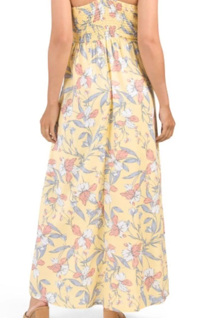 Japna Yellow Floral Print V Neck Maxi Dress NWT - Image 2