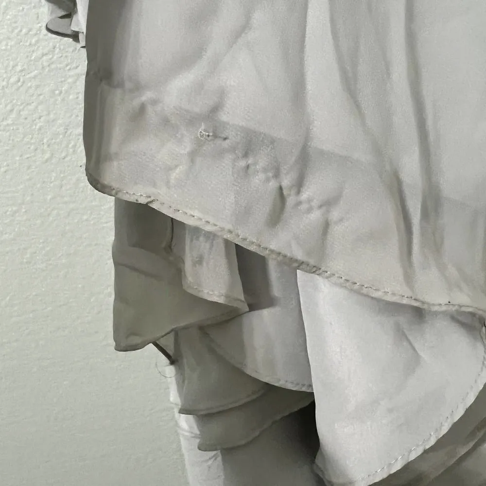 Marchesa Notte Bridesmaids draped-sleeve rear-cutout gown Size 16 Dove Gray - Image 6