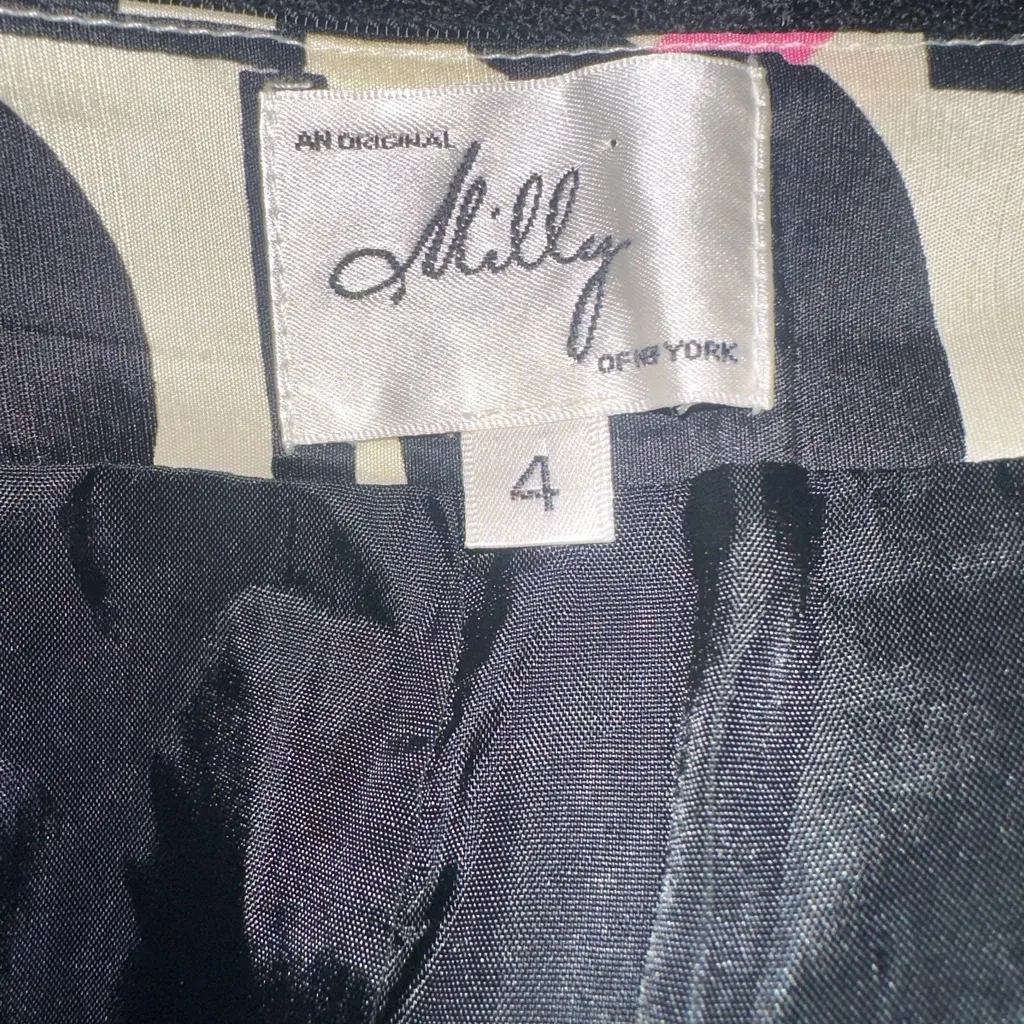 Milly Textured Wool Black Lined Knee‎ Length Pencil Skirt EUC Size 4 - Image 3