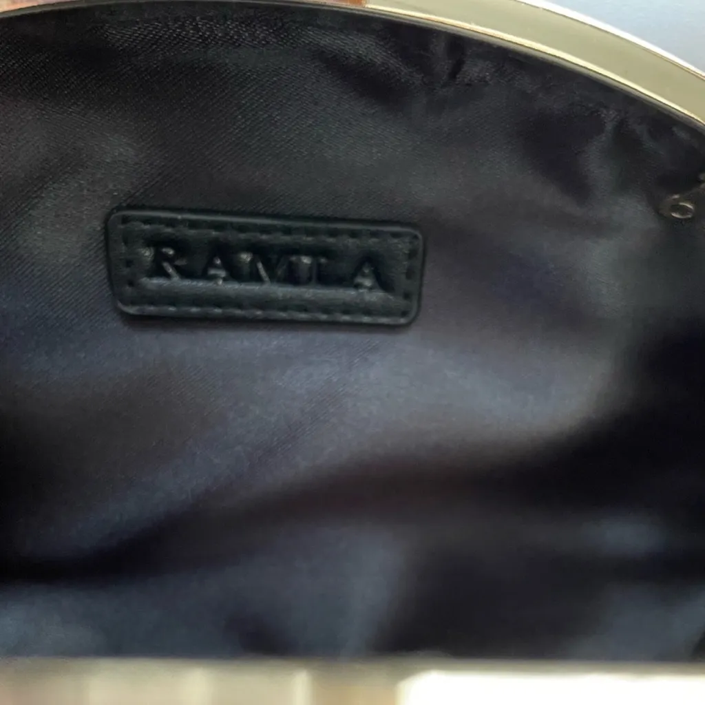 Ramla Handmade Sparkling Gold Handmade Diamond Womens Clutch Purse Handbag NEW Red - Image 3