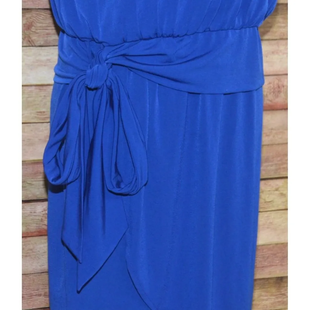 Jessica Howard Ladies Blue Cap Sleeve Knee Length Dress Size 8 Faux Wrap Career - Image 4