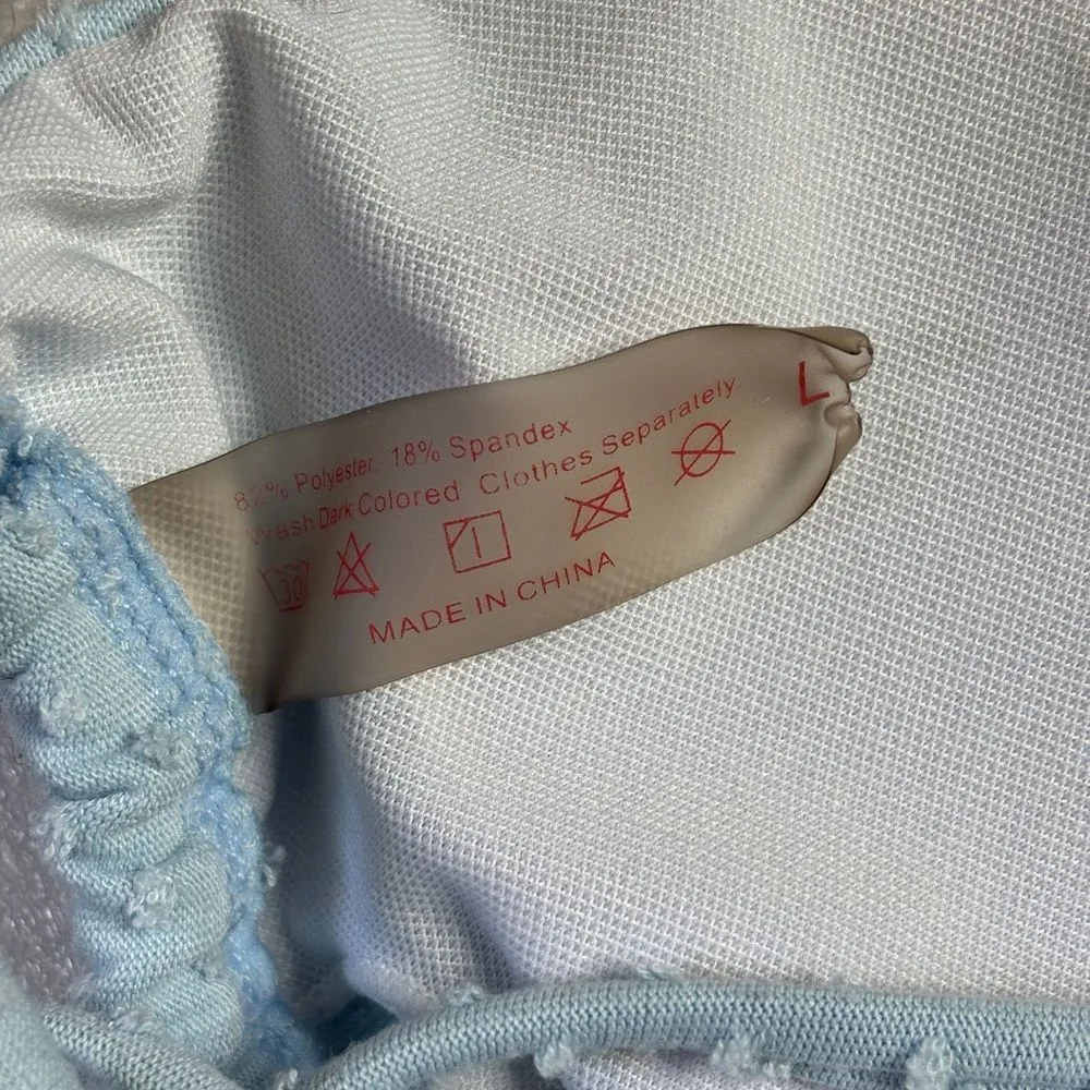 Romwe Baby Blue Swiss Dot Halter Neck 2-Piece Swim Set - Image 5