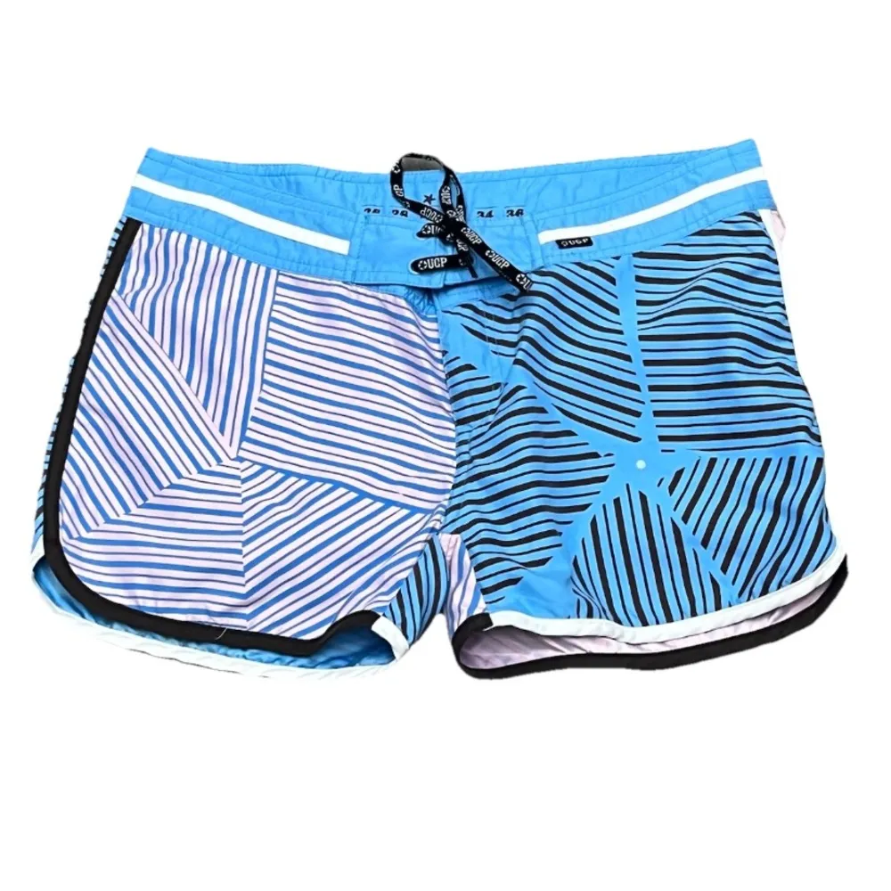 UGP Women’s Board Shorts Size 30 Blue Geometric Stripe Swim Surf Beach Coastal - Image 2