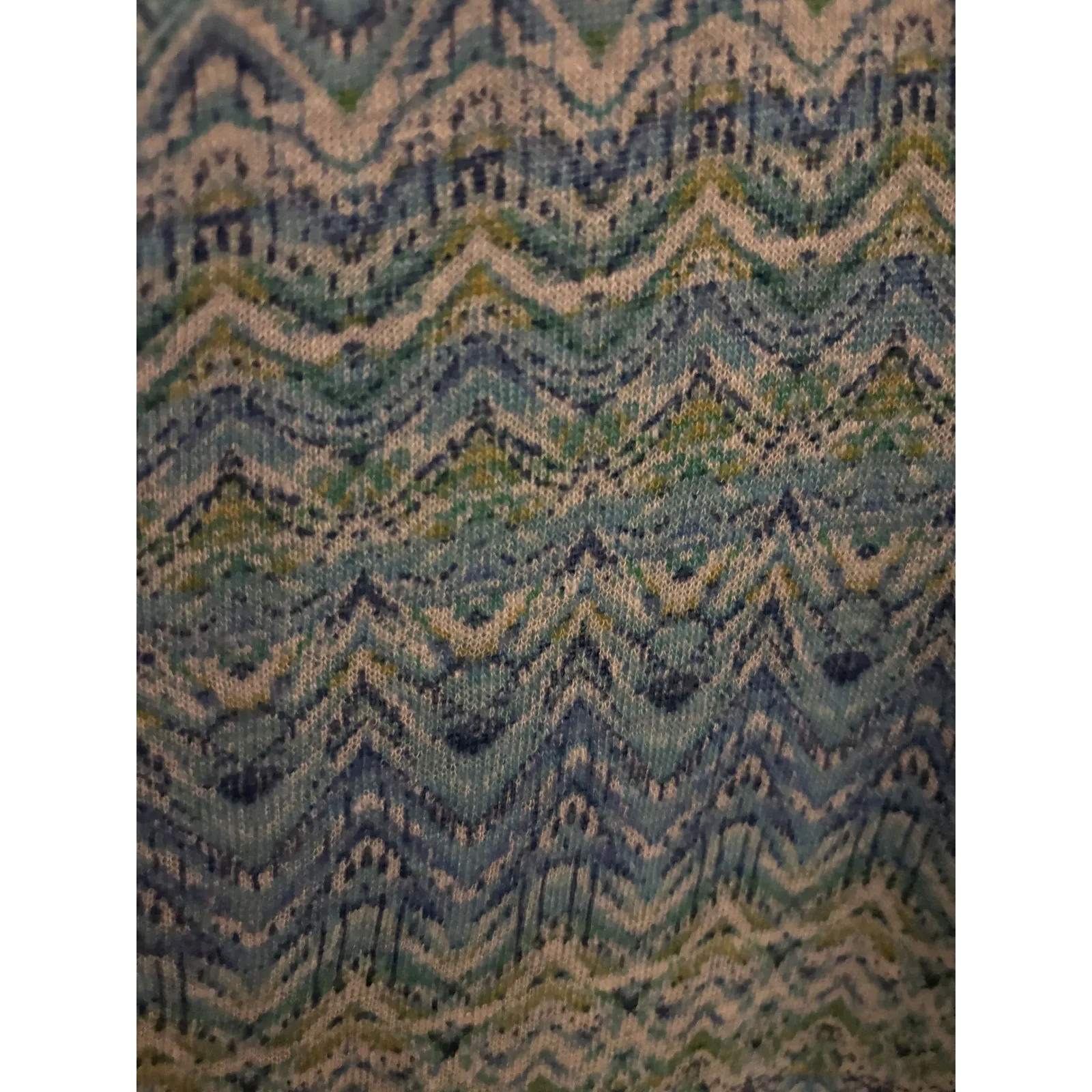 J Jill Women's Petite XS V Neck Short Sleeve Zigzag Print Linen Blend Top - Image 2