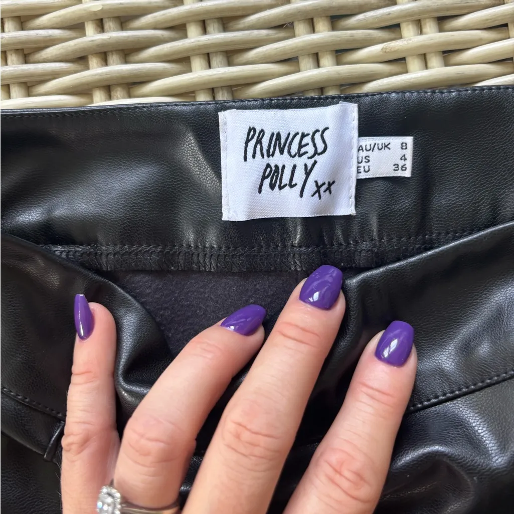 Princess Polly Braden Pleather High‎ Rise Flare Black Pant 4 gothic grunge - Image 6