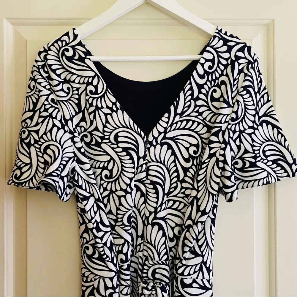 Boden Jumpsuit Wide Leg Heavy Ponte Tie Waist 10 Tall Blue Size undefined - Image 5