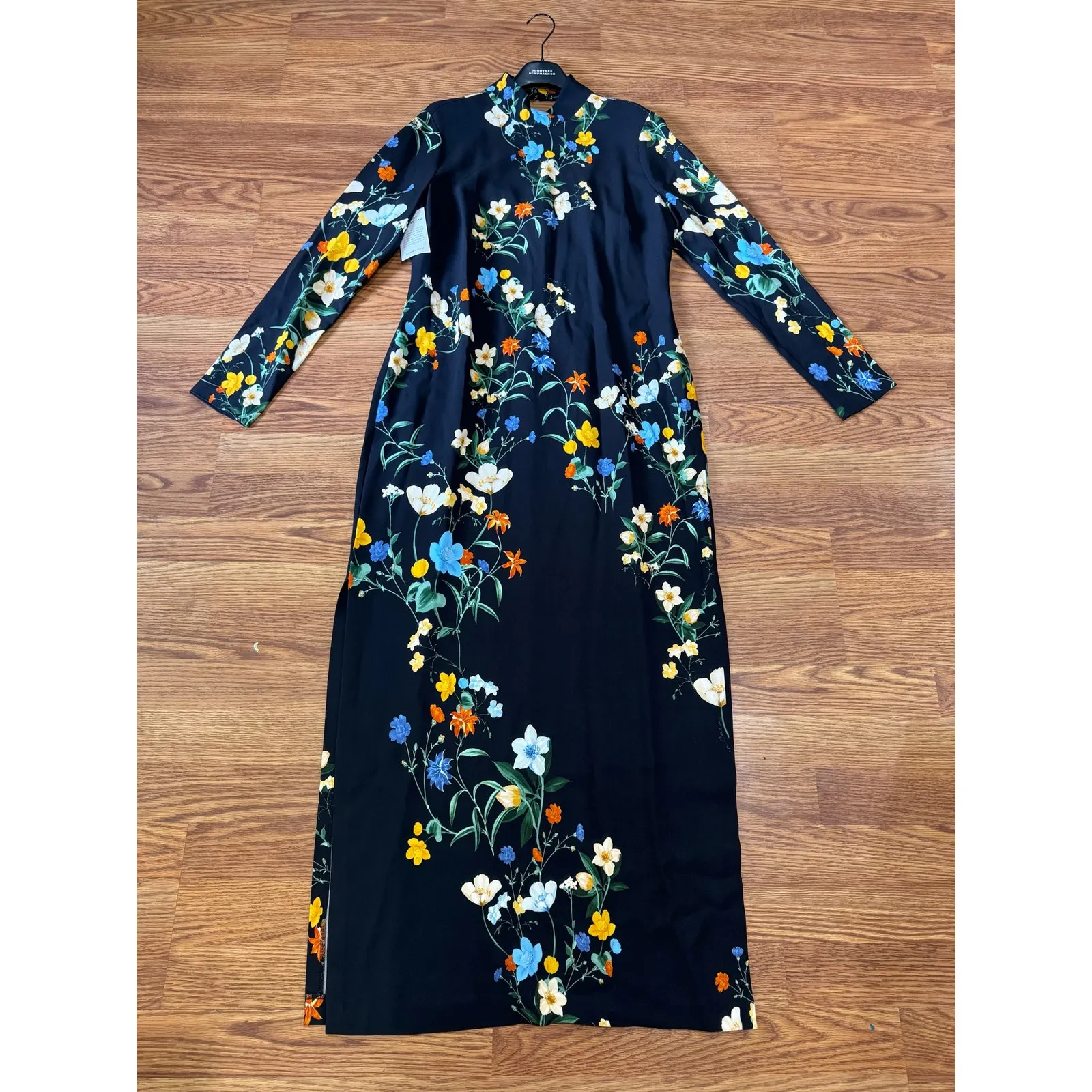 CARA CARA AVA DRESS VISCOSE BLACK PRESSED FLORAL MAXI DRESS size XL - Image 11