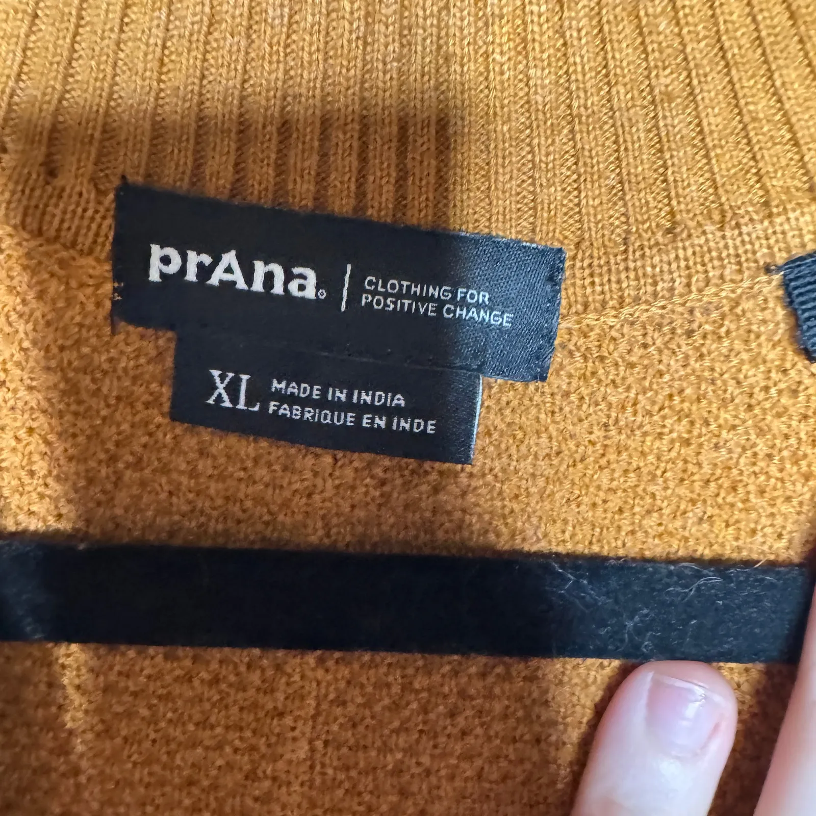 PrAna Milani V-Neck Dress Spice Tan Knit Sweater Wool Fall Preppy XL - Image 3