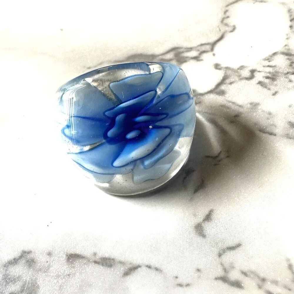 Blue flower cocktail ring - Image 2