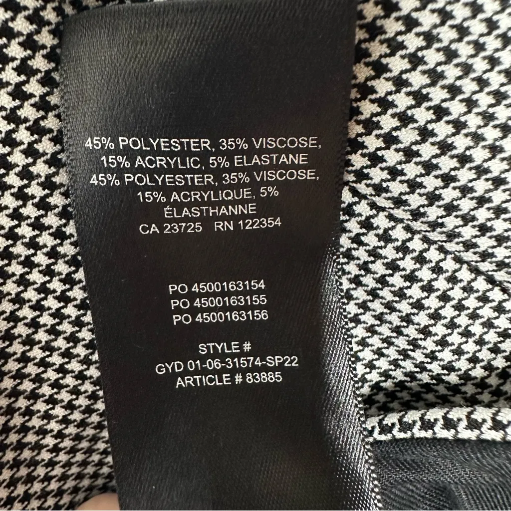 Aritzia Babaton Atelier Houndstooth Straight Leg Slit Hem Dress Pants Size 4 - Image 11