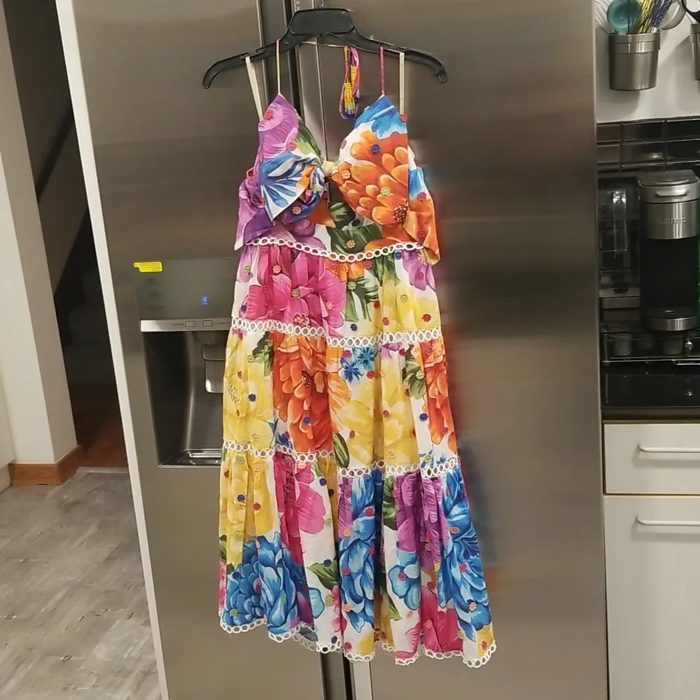 💕FARM RIO💕 Rainbow Chita Flower Midi Dress ~ Medium M NWT - Image 13