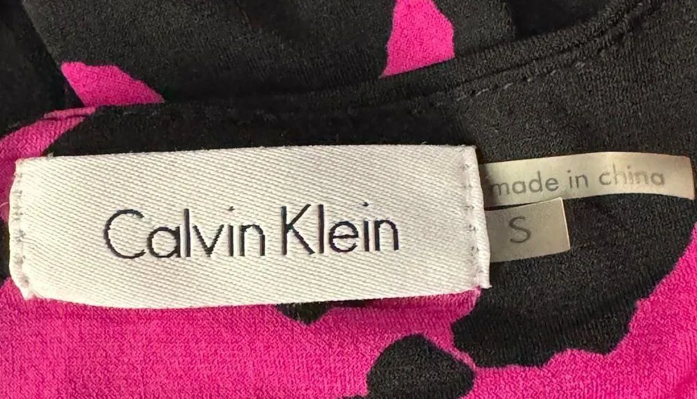 Calvin Klein Small Top Abstract Pleated Round Neck Stretch Sleeveless Multicolor - Image 6