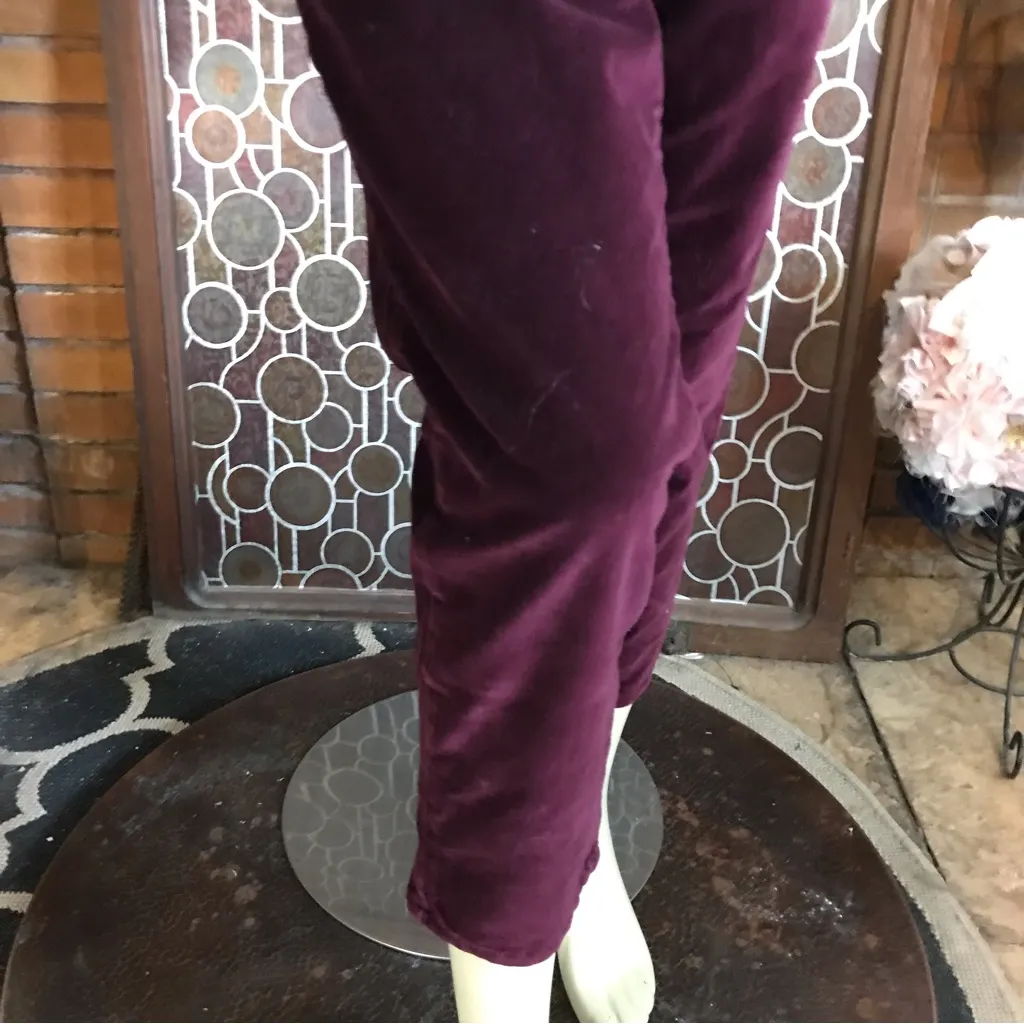 RUFF HEWN BURGUNDY VELOUR TROUSER PANTS (12) - Image 9
