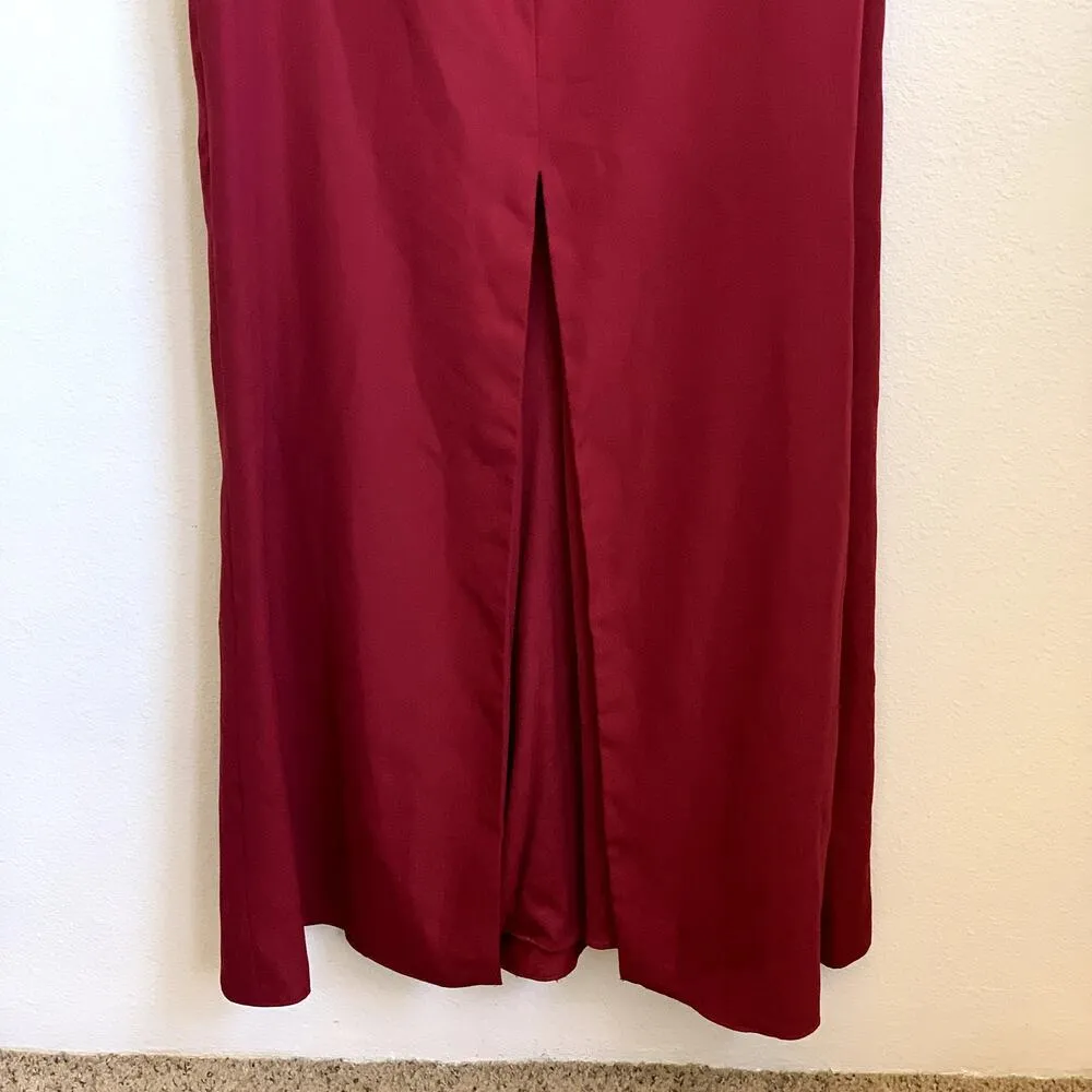 NWT Dessy Collection Off The Shoulder Notch Trumpet Gown in Burgundy 3038 Red Size 18 - Image 6