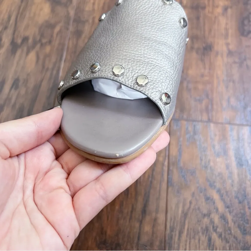 Brighton • Night Sandals leather studded slides Zinc Pearl made in Italy - Image 10