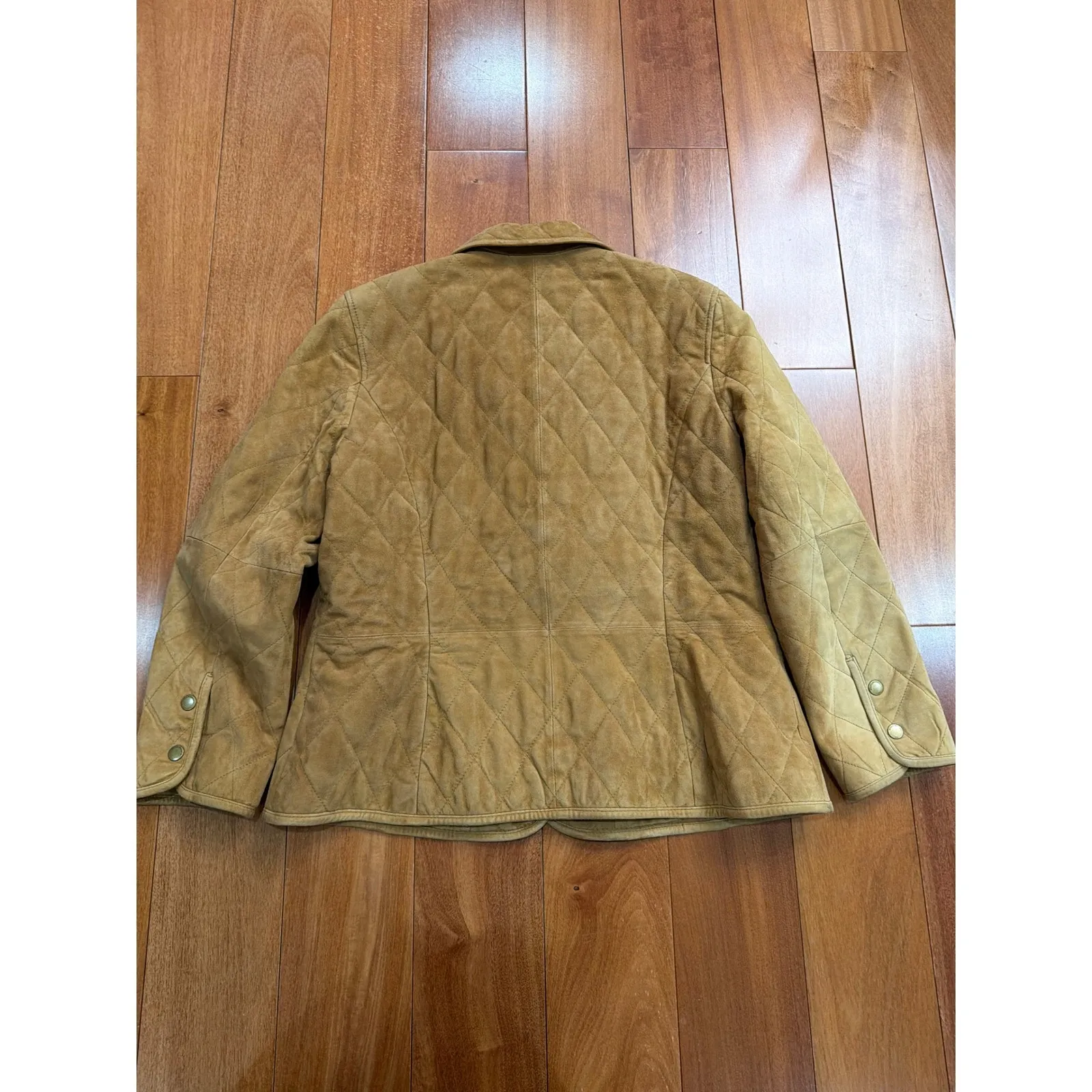 Brooks Brothers Quilted Suede Blazer Jacket Camel Tan Women Size 12 - Image 8