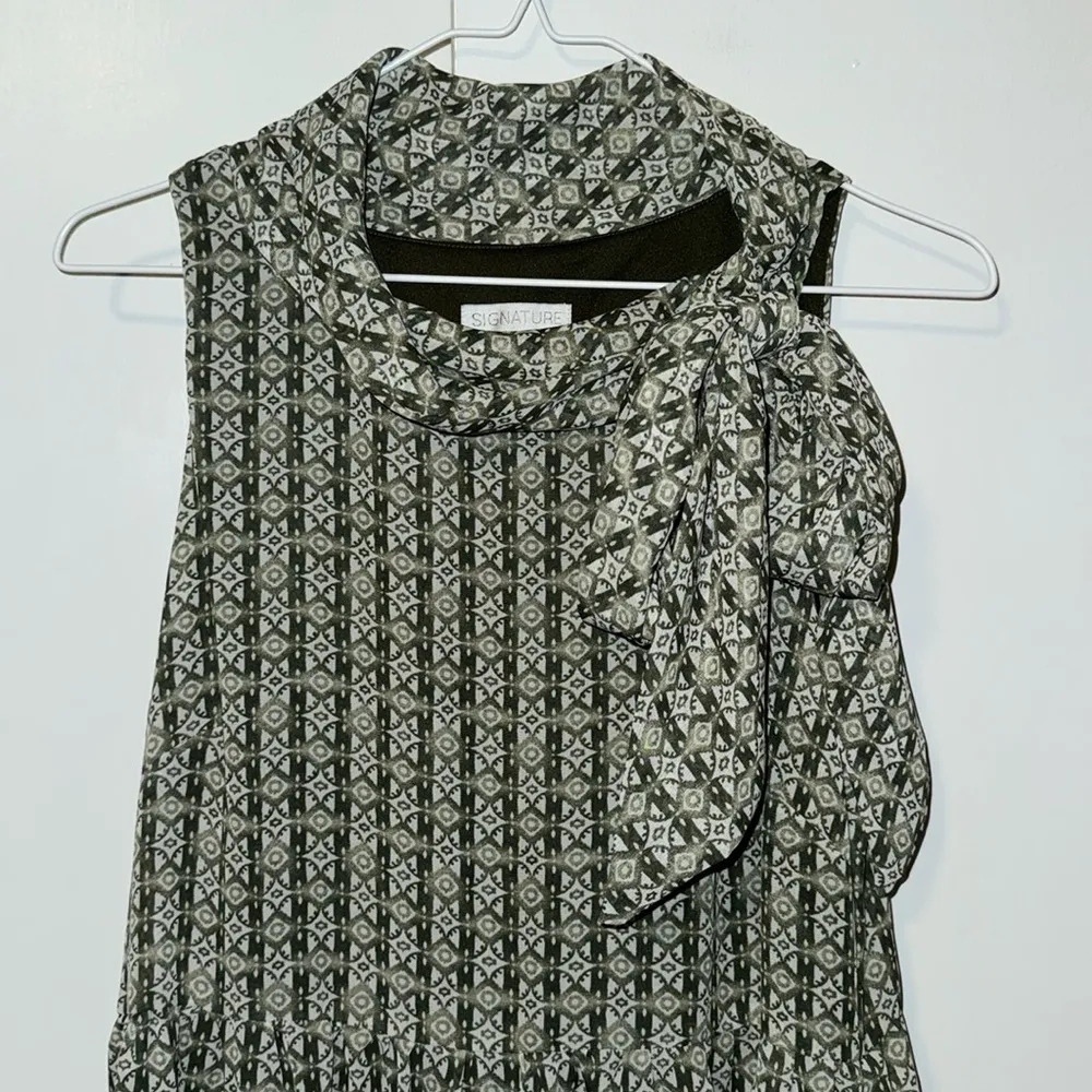 Robbie Bee Sleeveless Tie Neck Tiered Babydoll Dress Green Women’s S Small - Image 4