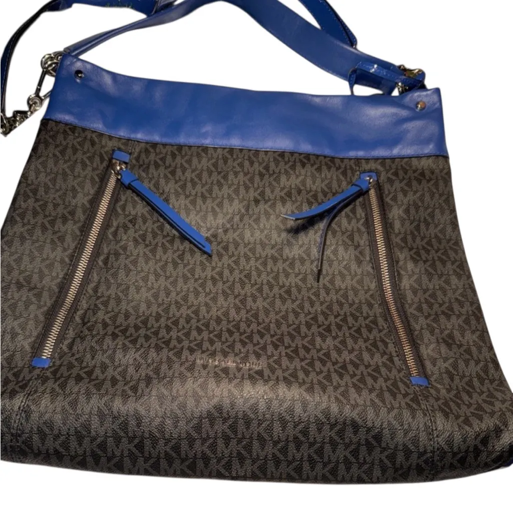 Michael Kors Lex Large Hobo Blue Black Logo Shoulder Crossbody Bag BRAND NEW - Image 8