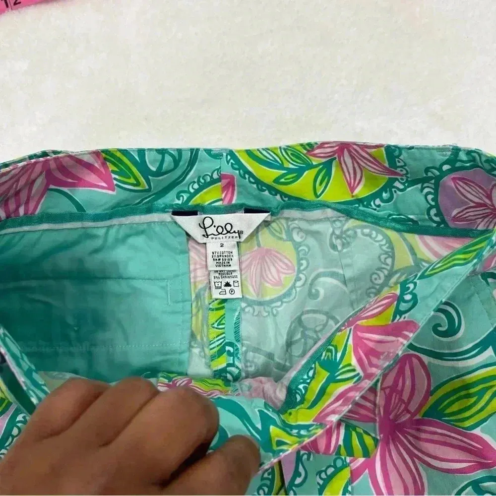 Lilly Pulitzer Womens Eliza Capri Crop Pants Lazy Paisley Bliss Blue - Image 4