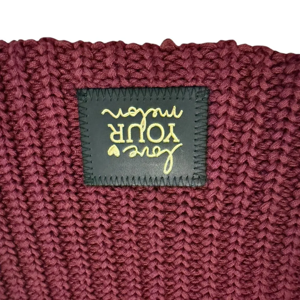 Love Your Melon 100% Cotton Burgundy Knit Winter Hat Excellent Condition- OS - Image 2