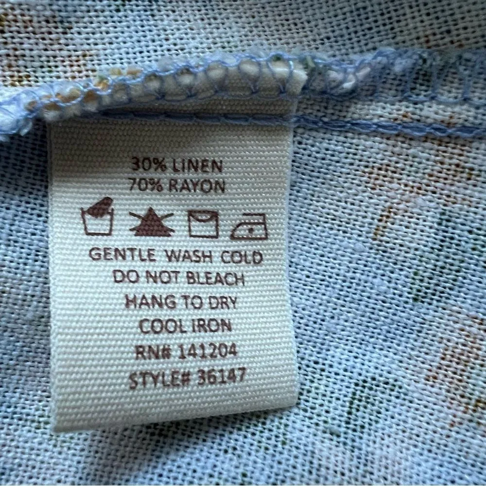 Hem & Thread NWT Peony Floral Ruffle Mini Dress Blue and Yellow Linen Size Small - Image 12