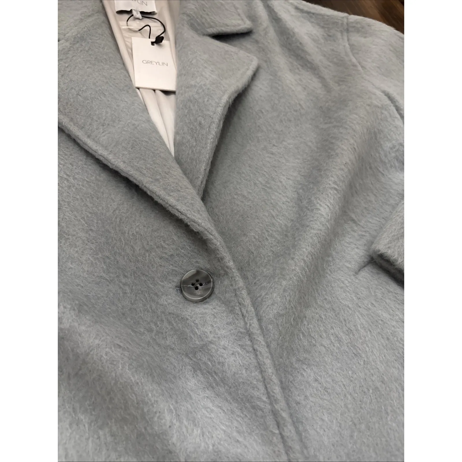 GREYLIN By Anthropologie NEW Wool Blend Dusty Blue Brushed Coat Size S NWT - Image 3