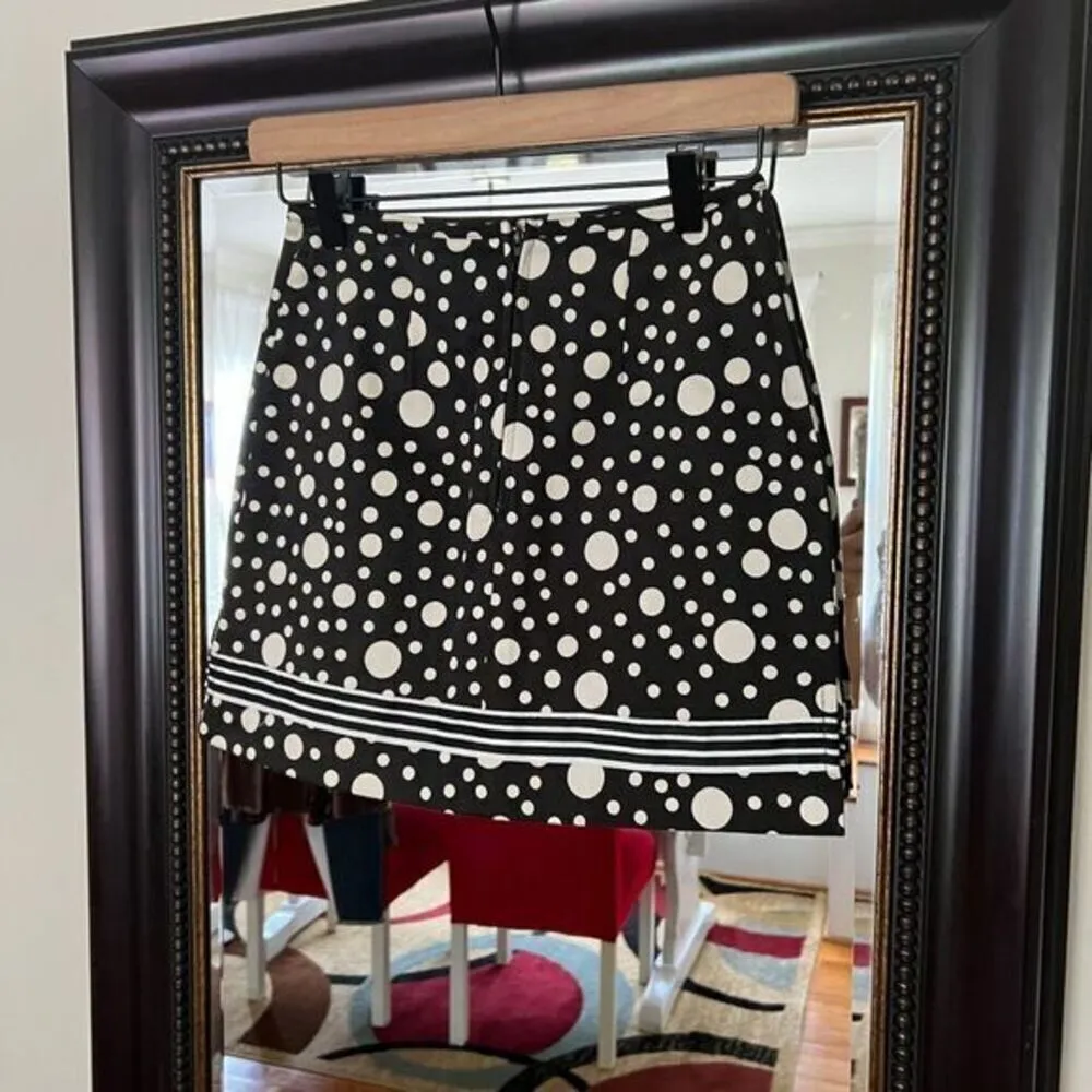 Anne Carson‎ Black White Polka Dot Mini Skirt Petite 2P Women’s Mod Retro A-Line - Image 3