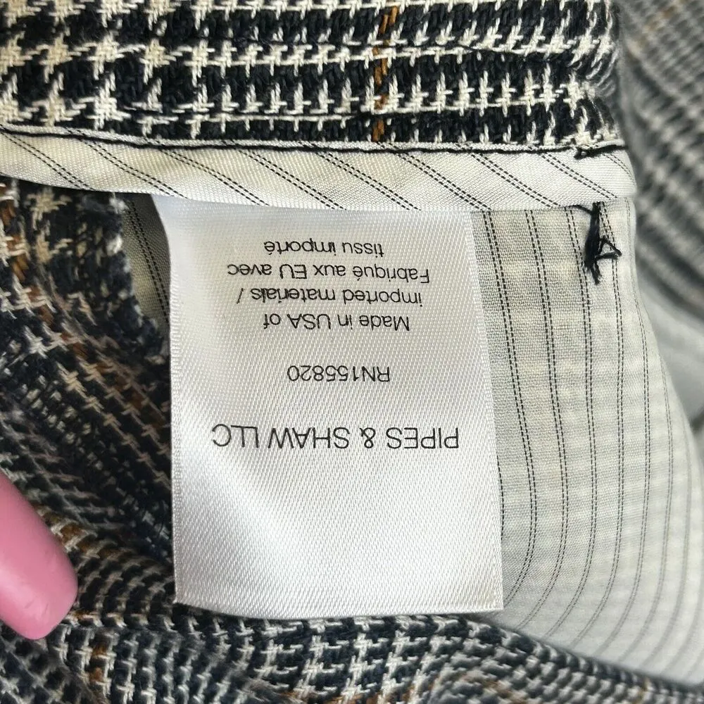 Veronica Beard Gemini Straight Leg Linen Trouser Pants Size 8 Houndstooth Plaid - Image 8