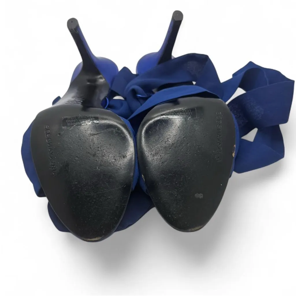 BCBG MAXAZRIA blue high heel shoe wrap tie  detail Size 7.5 women’s - Image 3