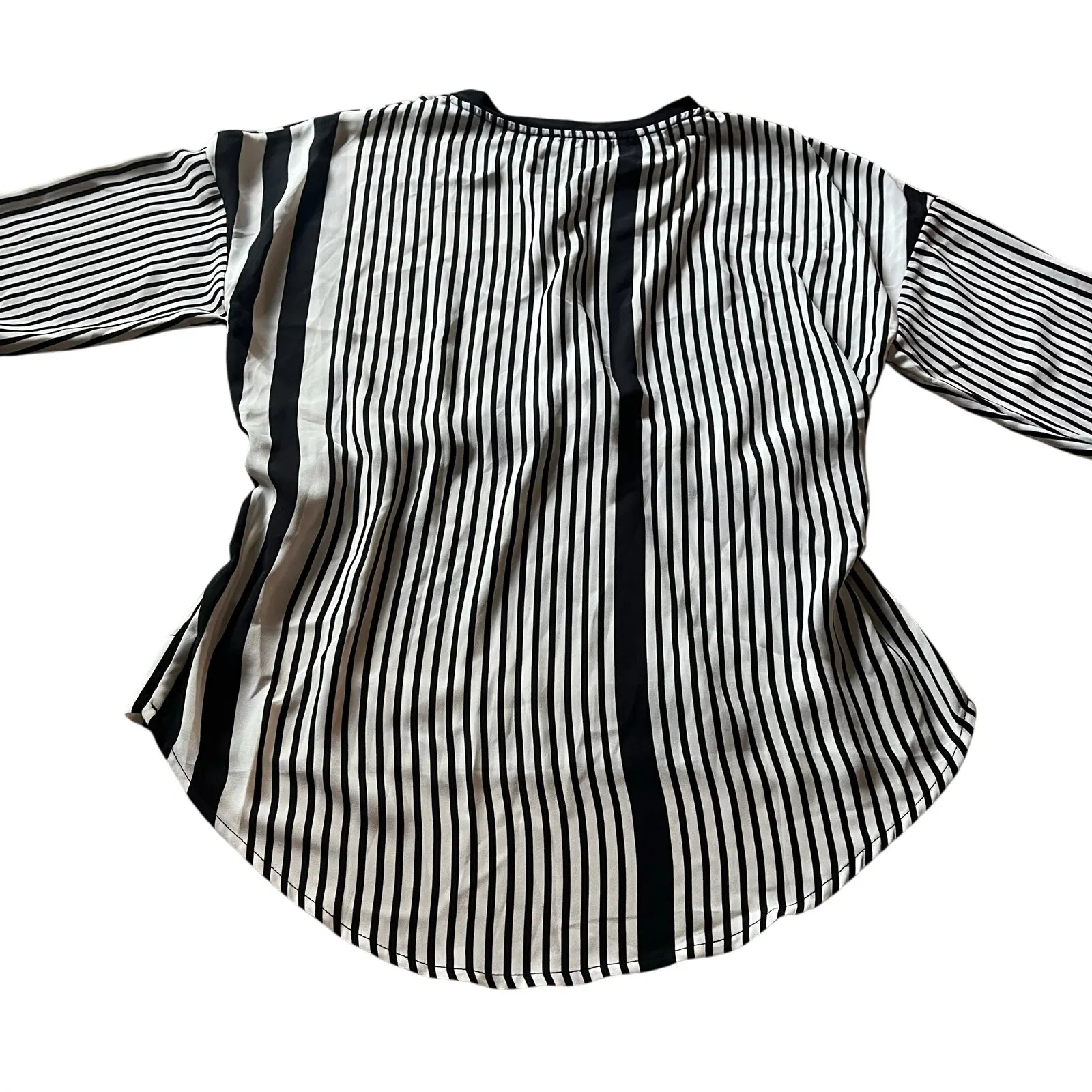 PHASOR Women's M Stripe Blouse‎ Top Flowy Neutal Business Casual Office White Size M - Image 6