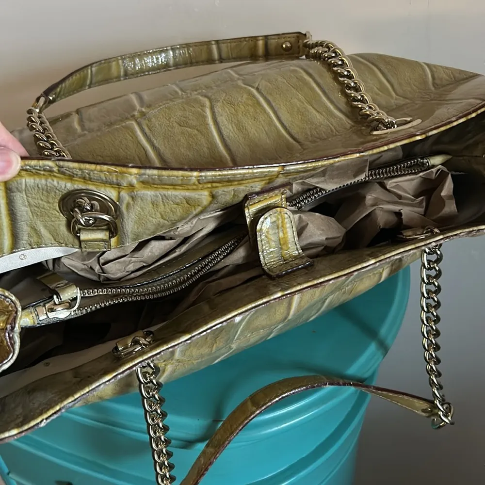 Kate Spate Patent Leather Croc Embossed Maryanne Knightsbridge Tote Shoulder Bag - Image 8