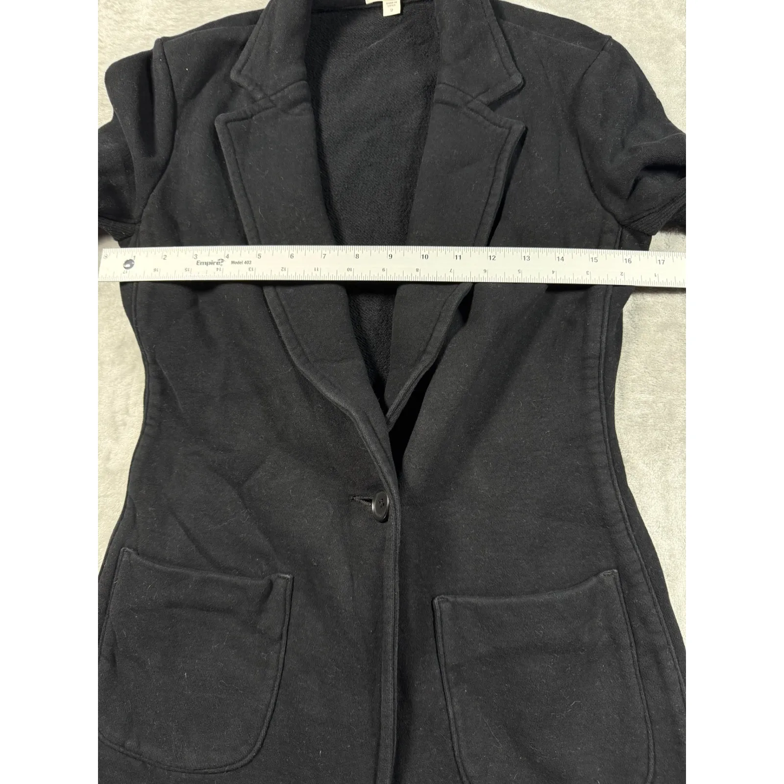 James Perse Standard Black Cotton Knit Shawl Collar BlazerJacket Womens Medium - Image 8