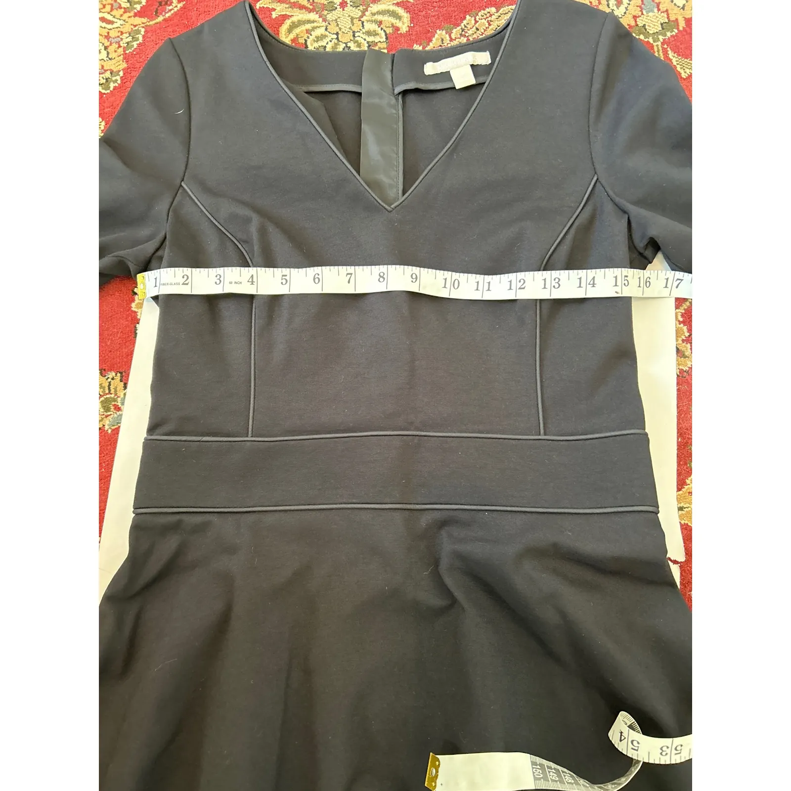 Banana Republic Black Piped Ponte Fit-and-Flare Dress Size 8 Scuba - Image 7