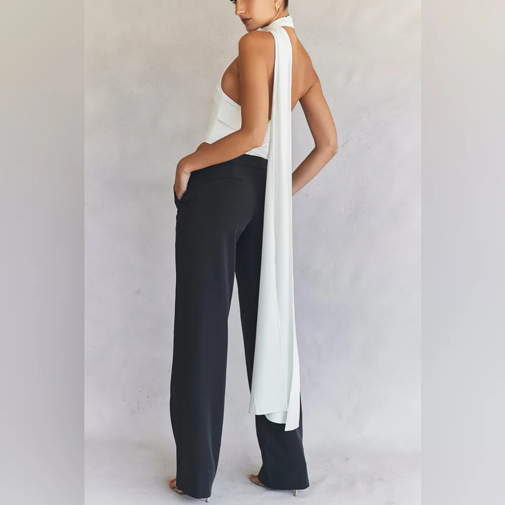 House of CB Satin Wrap Neck Bodysuit M - White - Image 2