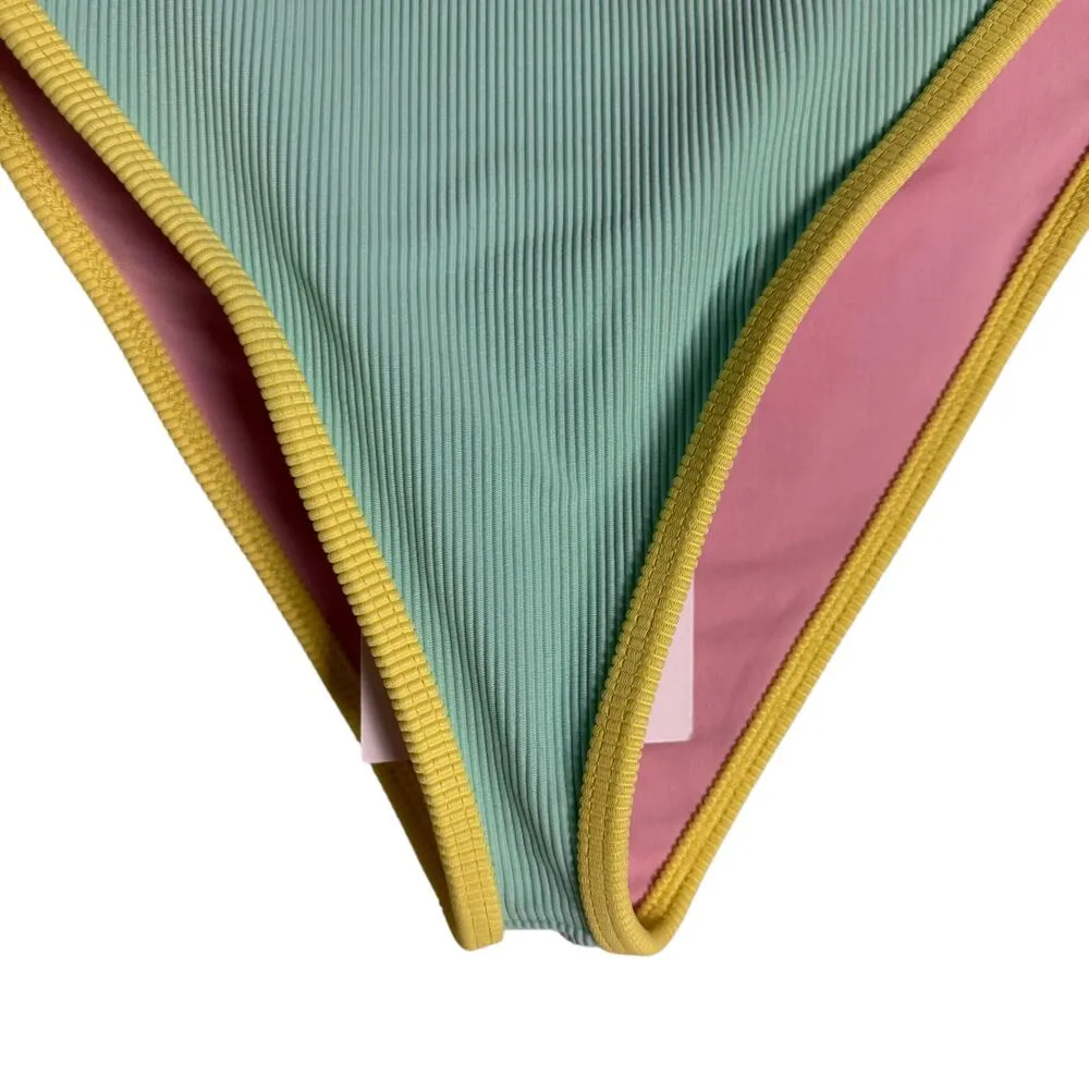 Beach Riot Emmy Pastel Macaron Colorblock High Waisted Bikini Bikini Bottoms L - Image 5