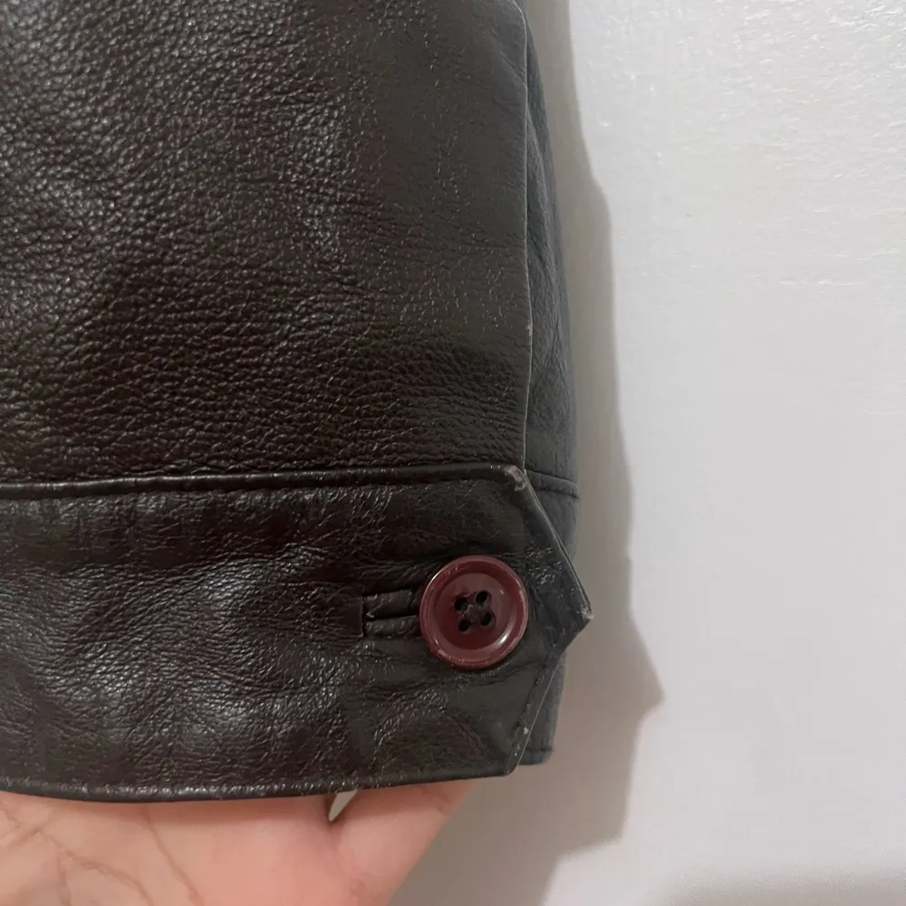 Vintage Santa Fe Leather Brown Full zip Bomber Jacket Lg Moto - Image 6