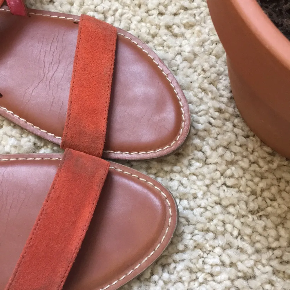 🍊GAP cute orange/pink leather suede sandals - Image 6